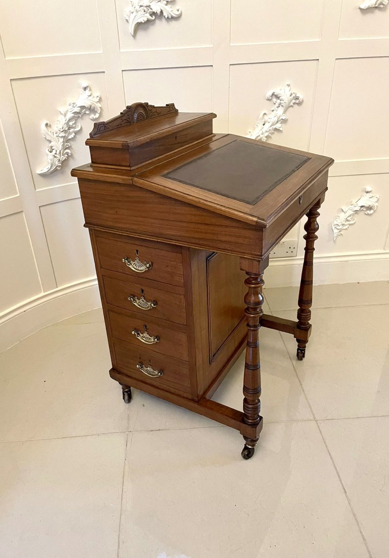 Antique Victorian Quality Walnut Freestanding Davenport - Image 2